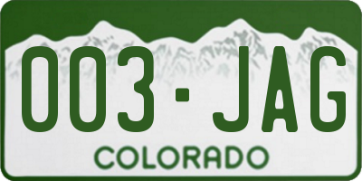 CO license plate 003JAG