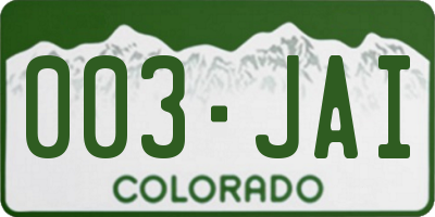 CO license plate 003JAI