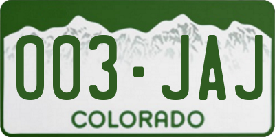 CO license plate 003JAJ