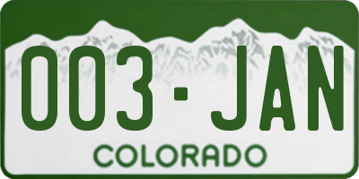 CO license plate 003JAN