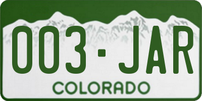 CO license plate 003JAR