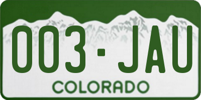 CO license plate 003JAU