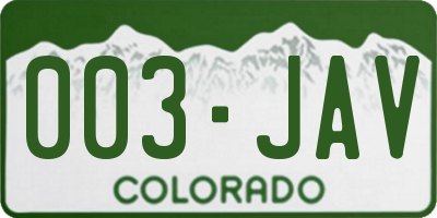 CO license plate 003JAV