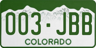 CO license plate 003JBB