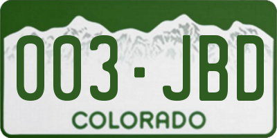 CO license plate 003JBD