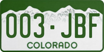 CO license plate 003JBF