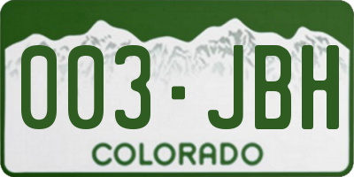 CO license plate 003JBH