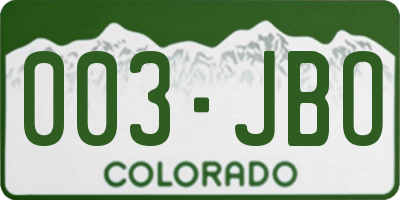 CO license plate 003JBO