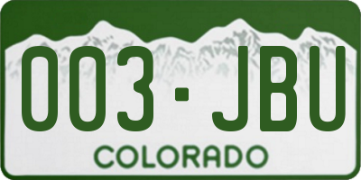 CO license plate 003JBU