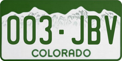 CO license plate 003JBV