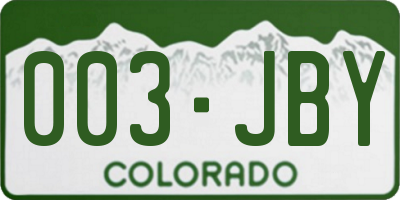 CO license plate 003JBY