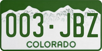 CO license plate 003JBZ