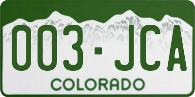 CO license plate 003JCA