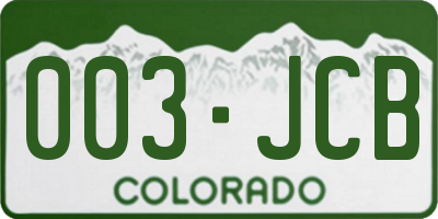 CO license plate 003JCB