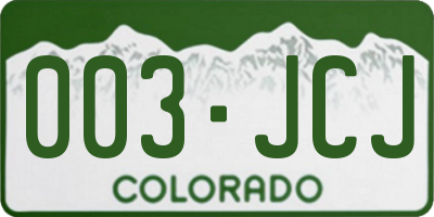CO license plate 003JCJ