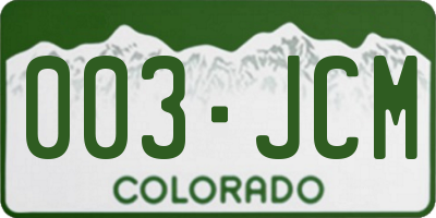CO license plate 003JCM