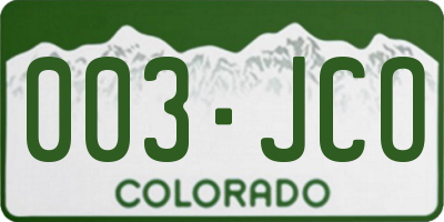 CO license plate 003JCO