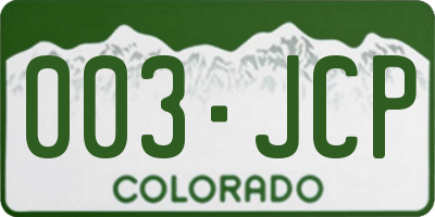 CO license plate 003JCP