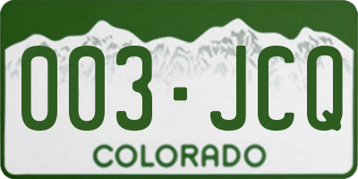 CO license plate 003JCQ