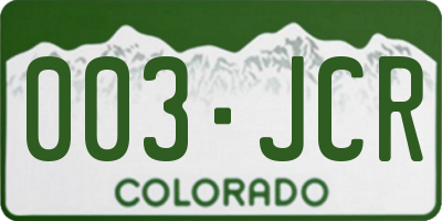 CO license plate 003JCR