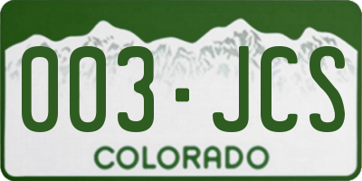 CO license plate 003JCS