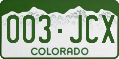 CO license plate 003JCX
