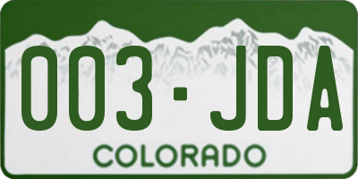 CO license plate 003JDA