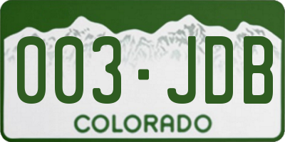 CO license plate 003JDB