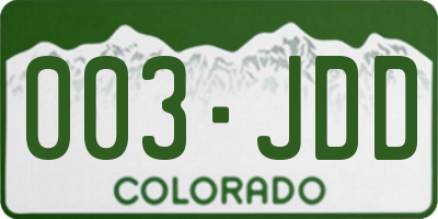 CO license plate 003JDD