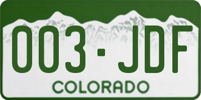 CO license plate 003JDF