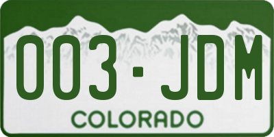 CO license plate 003JDM