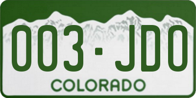 CO license plate 003JDO