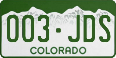 CO license plate 003JDS