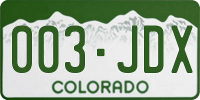 CO license plate 003JDX