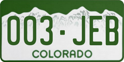 CO license plate 003JEB