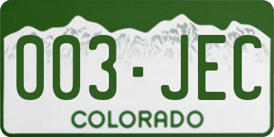 CO license plate 003JEC