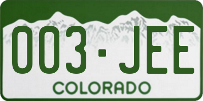 CO license plate 003JEE