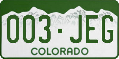 CO license plate 003JEG