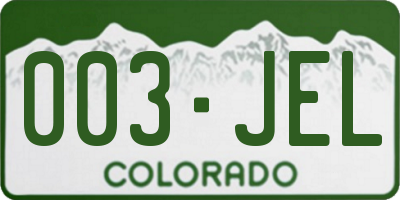 CO license plate 003JEL