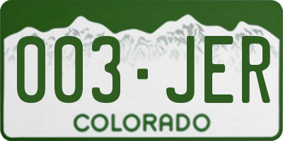 CO license plate 003JER