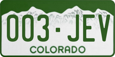 CO license plate 003JEV