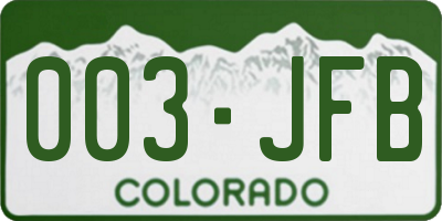 CO license plate 003JFB