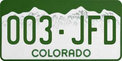CO license plate 003JFD