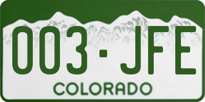 CO license plate 003JFE