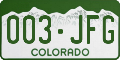 CO license plate 003JFG