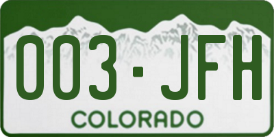 CO license plate 003JFH