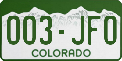 CO license plate 003JFO