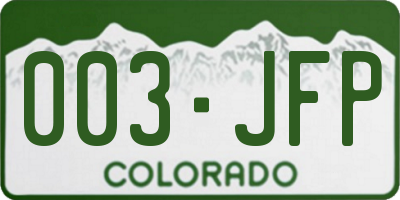 CO license plate 003JFP