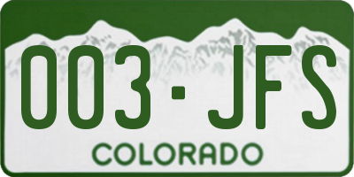 CO license plate 003JFS