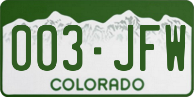 CO license plate 003JFW